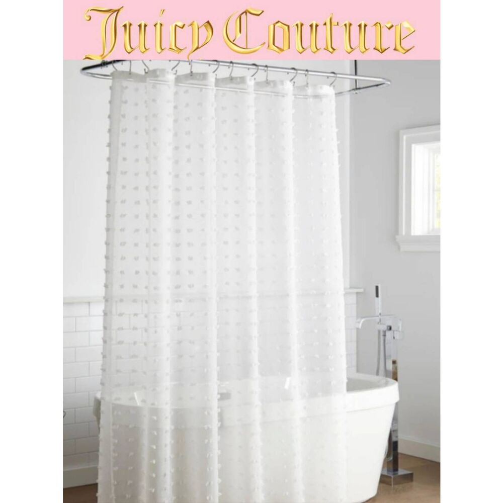 Juicy Couture Home Etched Fabric Shower Curtain Liner- White